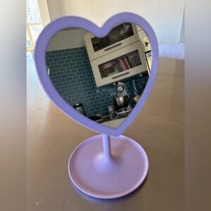 Heart-Shaped Purple Light Up Vanity Mirror